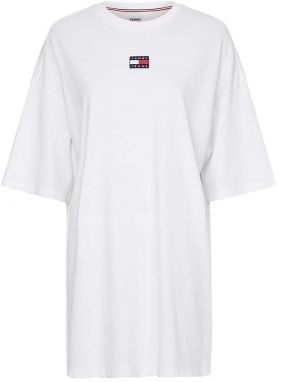 Tommy Jeans Šaty - TJW ESSENTIAL BADGE TEE DRESS biele