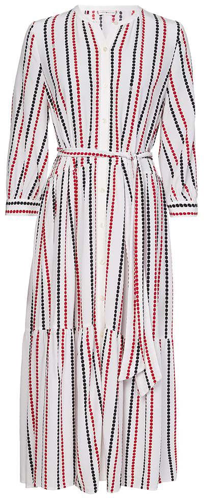 Tommy Hilfiger Šaty - VISCOSE MIDI SHIRT DRESS 3/4 SLV vzorované
