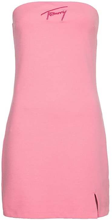 Tommy Jeans Šaty - TJW SIGNATURE BODYCON DRESS ružové