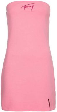 Tommy Jeans Šaty - TJW SIGNATURE BODYCON DRESS ružové