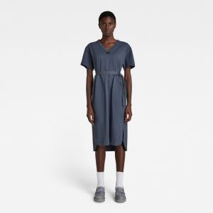 G-STAR Šaty - Fabric mix belt dress s\s modré
