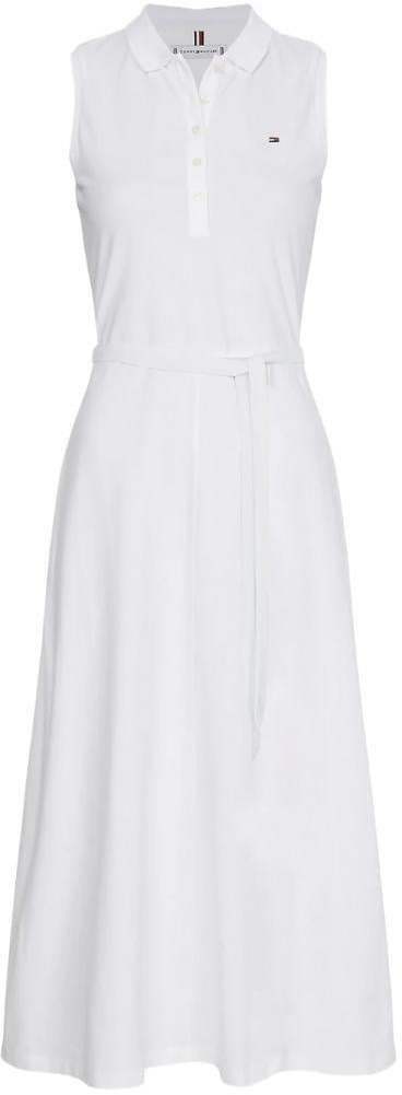 Tommy Hilfiger Šaty - FIT & FLARE MIDI POLO DRESS NS biele