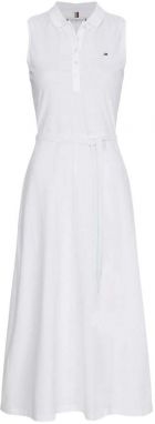 Tommy Hilfiger Šaty - FIT & FLARE MIDI POLO DRESS NS biele