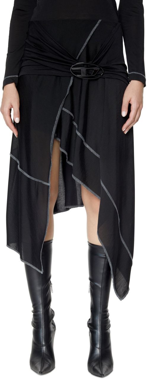 Diesel Sukňa - O-FLOUNCE SKIRT čierna
