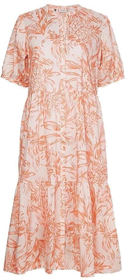 Tommy Hilfiger Šaty - CO VOILE MIDI FLARE DRESS SS vzorované