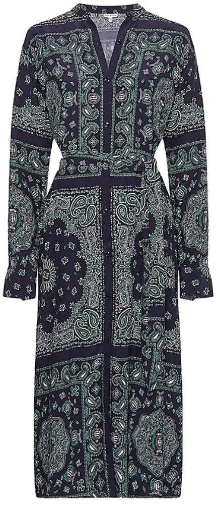 Tommy Hilfiger Šaty - BANDANA VIS MIDI SHIRT DRESS LS modré