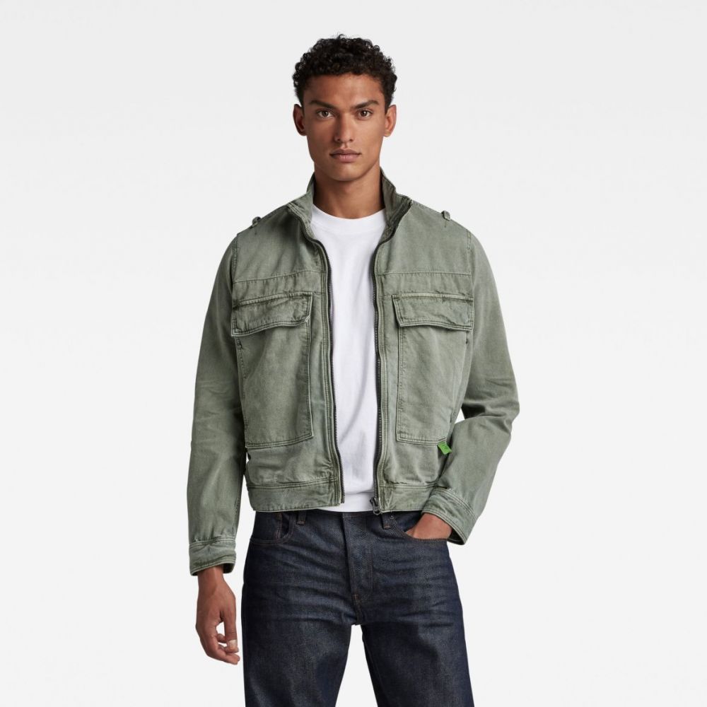 G-STAR Bunda - Utility Flap Pocket Zip Jacket zelená