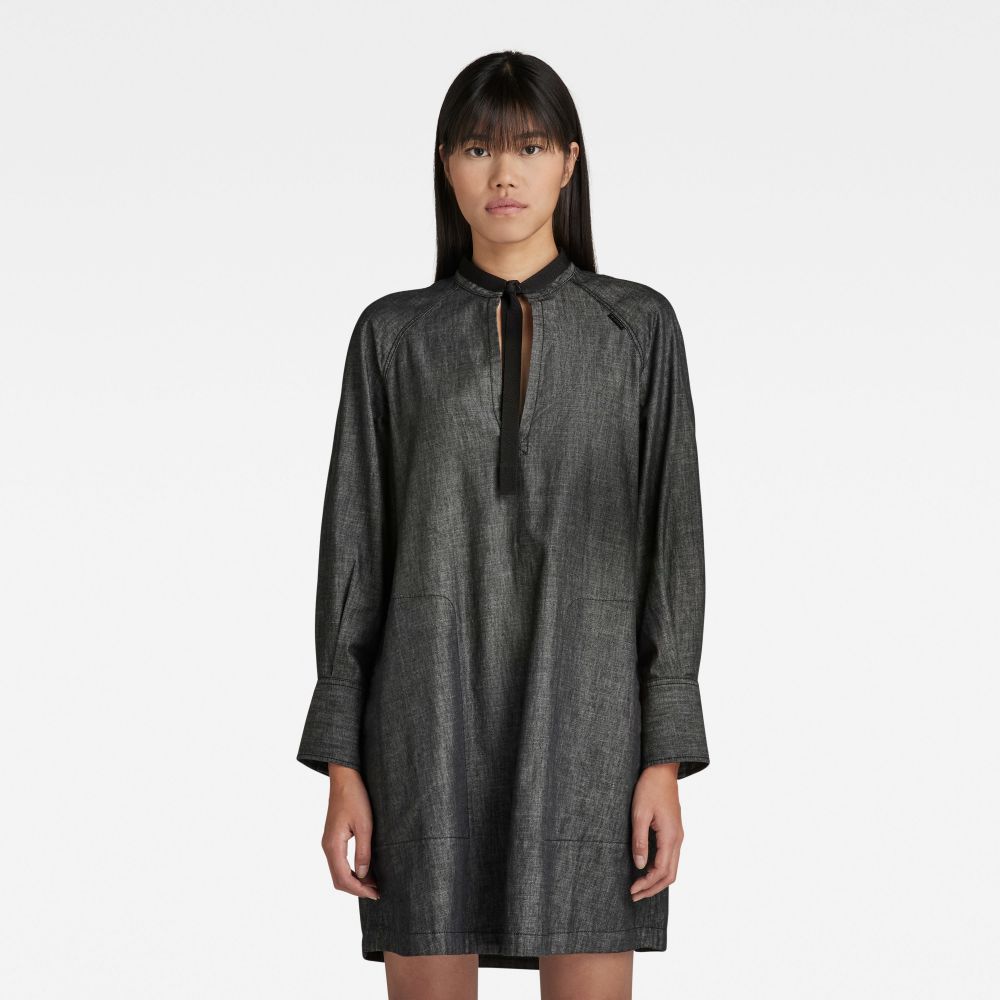 G-STAR Šaty - V-neck tunic dress l\s wmn čierne