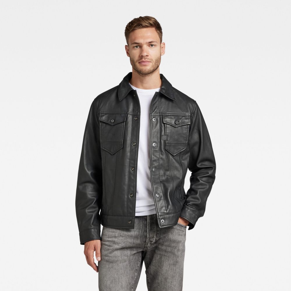 G-STAR Bunda - Arc 3D leather jkt čierna