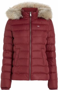 Tommy Jeans Bunda - TJW BASIC HOODED DOW červená