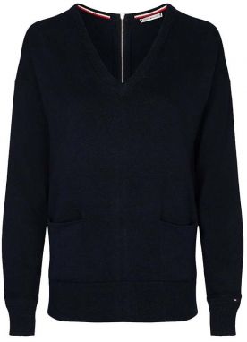 Tommy Hilfiger Sveter - NOLAA V-NK ZIP SWT LS modrý