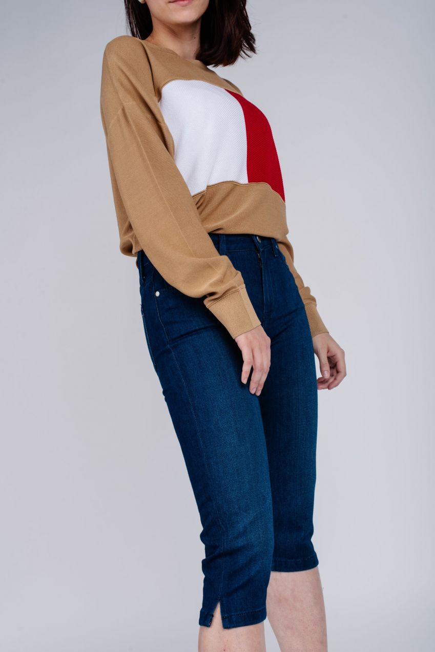 Tommy Hilfiger Krátke nohavice - TH FLEX VENICE RW CAPRI AURA tmavomodré