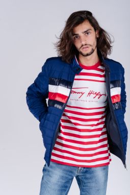 Tommy Hilfiger Bunda - REVERSIBLE DOWN HARRINGTON modrá