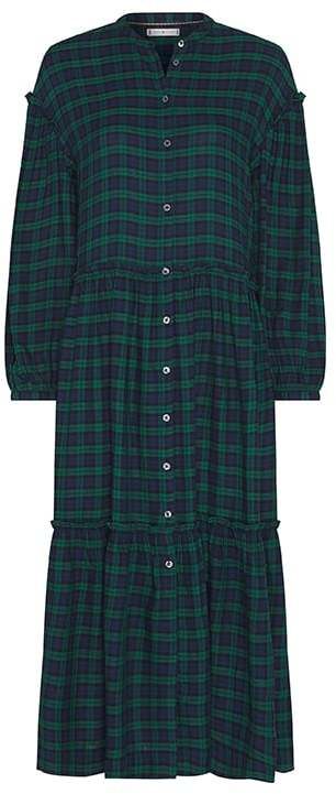 Tommy Hilfiger Šaty - BEA TARTAN SHIRT DRESS 3/4 SLV zelené