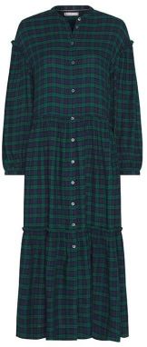 Tommy Hilfiger Šaty - BEA TARTAN SHIRT DRESS 3/4 SLV zelené