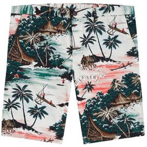 Tommy Hilfiger Krátke nohavice - HMPTN AOP HAWAIIAN SHORT biele