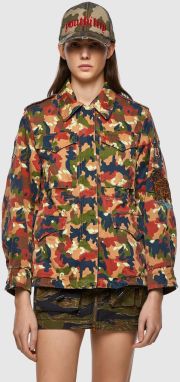 Diesel Bunda - GCLAUDIACMF JACKET maskáčová