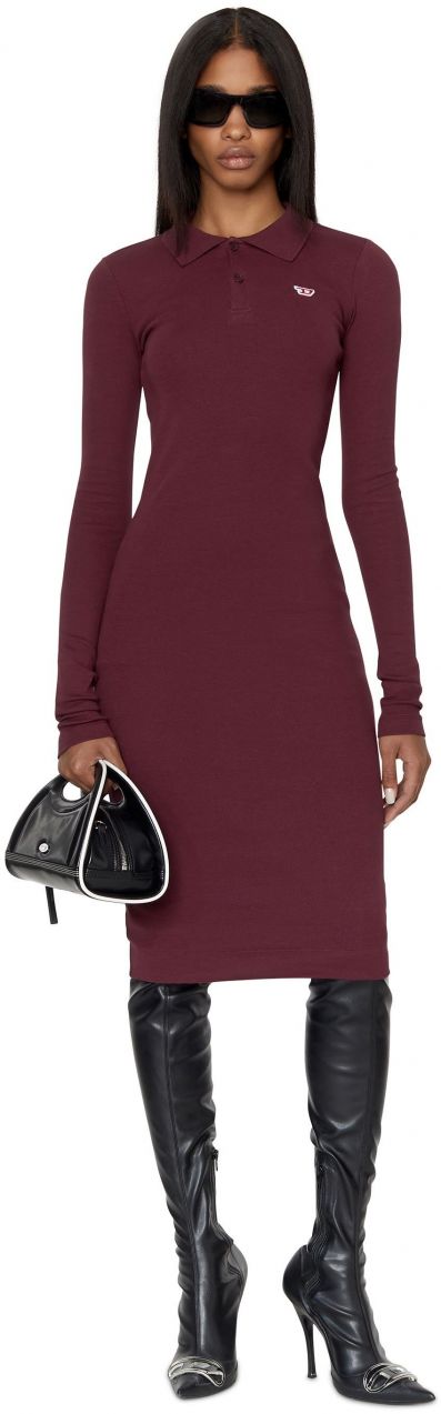 Diesel Šaty - D-RIBENNY-LS-D DRESS červené