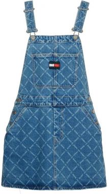 Tommy Jeans Šaty - DENIM DUNGAREE DRESS CF8011 modré