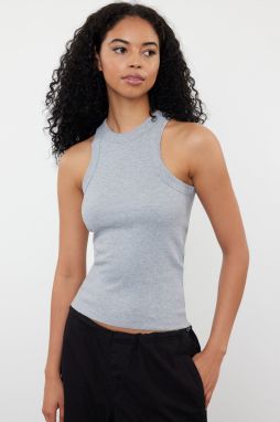 Trendyol Gray Melange Halter Neck Fitted Regular Length Ribbed Flexible Knitted Undershirt