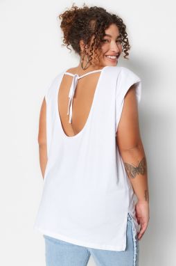 Trendyol Curve White More Sustainable Backless Padded 100% Cotton Knitted T-Shirt