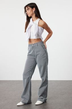 Trendyol Multicolored Striped High Waist Wide Leg Jeans