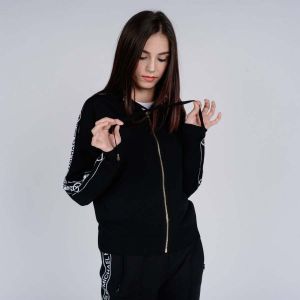 Michael Kors Mikina - MK LOGO ZIP HOODIE čierna