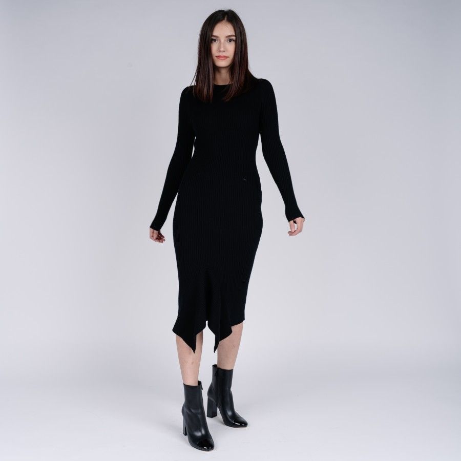 Michael Kors Šaty - DRAPE HEM MIDI DRESS čierne