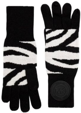 Michael Kors Rukavice - CASH BLEND ZEBRA GLOVES vzorované