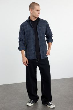 Trendyol Indigo Regular Fit Textured Winter Flannel Shirt