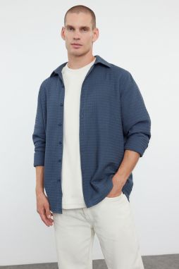 Trendyol Anthracite Waffle Textured Cotton Regular Fit Shirt