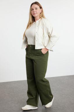 Trendyol Curve Khaki High Waist Wide Leg Plus Size Jeans
