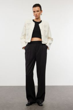 Trendyol Black Elastic Waist Wide Leg/Wide Leg High Waist Woven Trousers