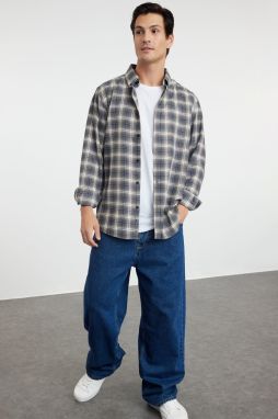 Trendyol Indigo Regular Fit Plaid Patterned Lumberjack Flannel Shirt
