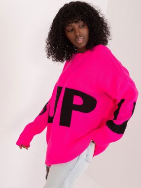 Pink oversize sweater with inscription