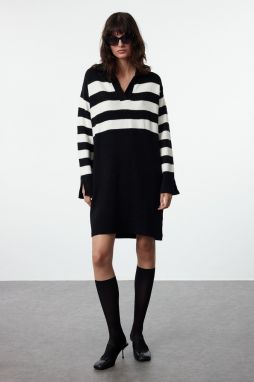 Trendyol Black Midi Knitwear Striped Dress