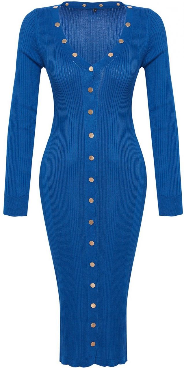 Trendyol Limited Edition Saks Plain Knitwear Dress