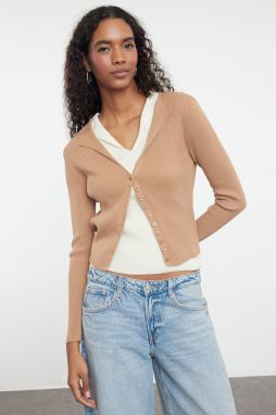 Trendyol Camel Double Look Knitwear Cardigan