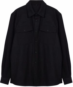 Trendyol Black Regular Fit Parachute Pocket Detailed Stamped Winter Plus Size Shirt