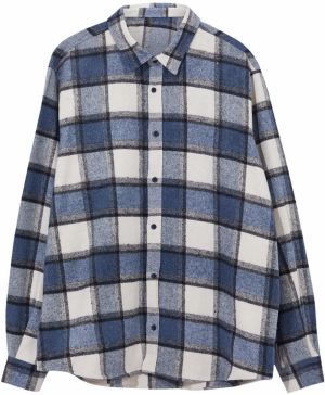 Trendyol Large Size Navy Blue Winter Checkered Lumberjack Shirt