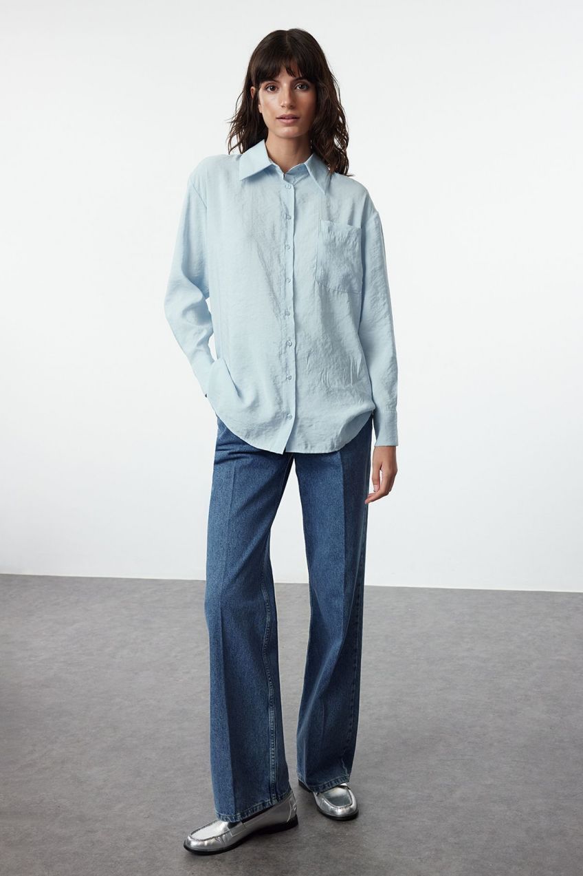 Trendyol Light Blue Tencel Woven Shirt