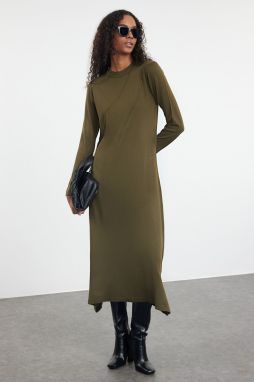 Trendyol Khaki Rib Detailed Knitwear Dress