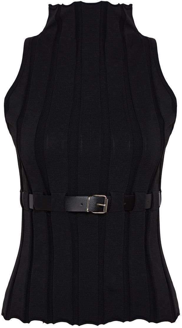 Trendyol Limited Edition Black Belted Knitwear Sweater