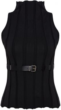 Trendyol Limited Edition Black Belted Knitwear Sweater