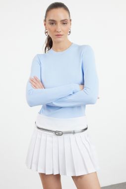 Trendyol Blue Basic Premium Yarn Crew Neck Knitwear Sweater