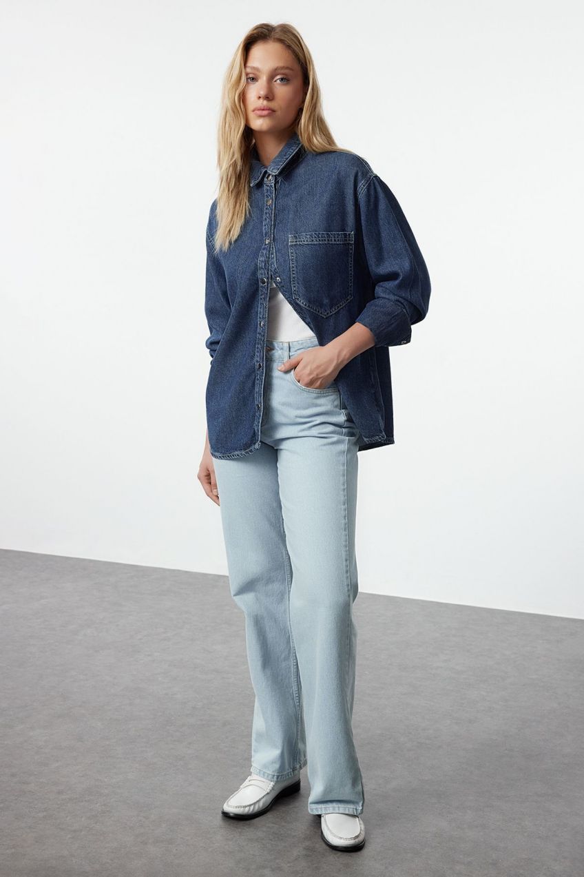 Trendyol Blue High Waist Wide Leg Jeans