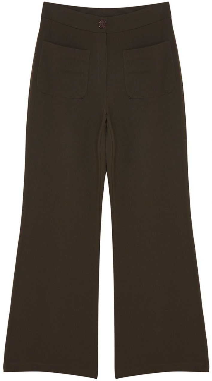 Trendyol Limited Edition Dark Khaki Pocket Flare Woven Trousers