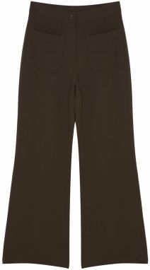 Trendyol Limited Edition Dark Khaki Pocket Flare Woven Trousers