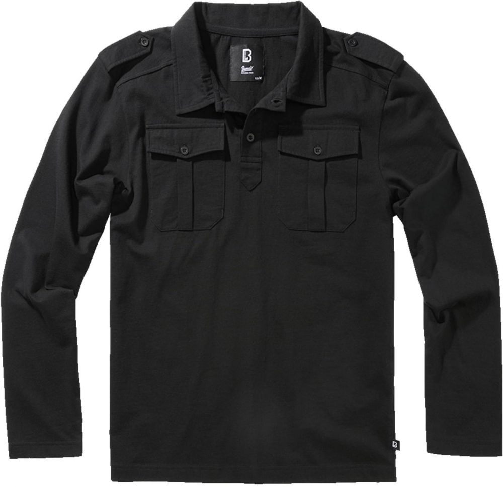 Jersey Willis Polo Shirt with Long Sleeves Black
