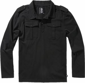 Jersey Willis Polo Shirt with Long Sleeves Black